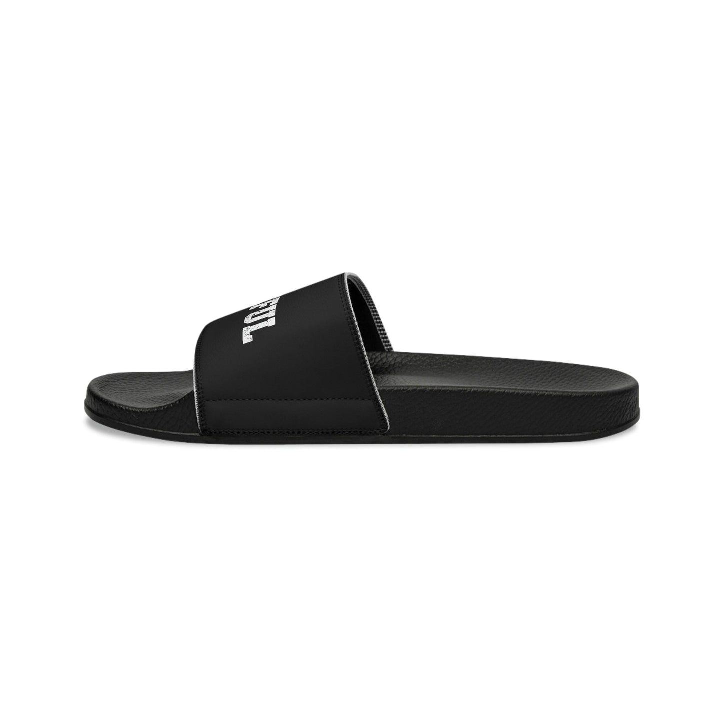 Mens Black Slide Sandals - Grateful Christian Inspiration Affirmation